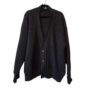 Vintage 90s Y2K Alpaca Cardigan Sweater Mens XXL Gray Dad Grandpa Made In Italy